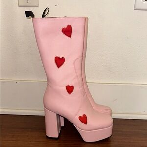 LAMODA - Pink & Red Heart Boots
